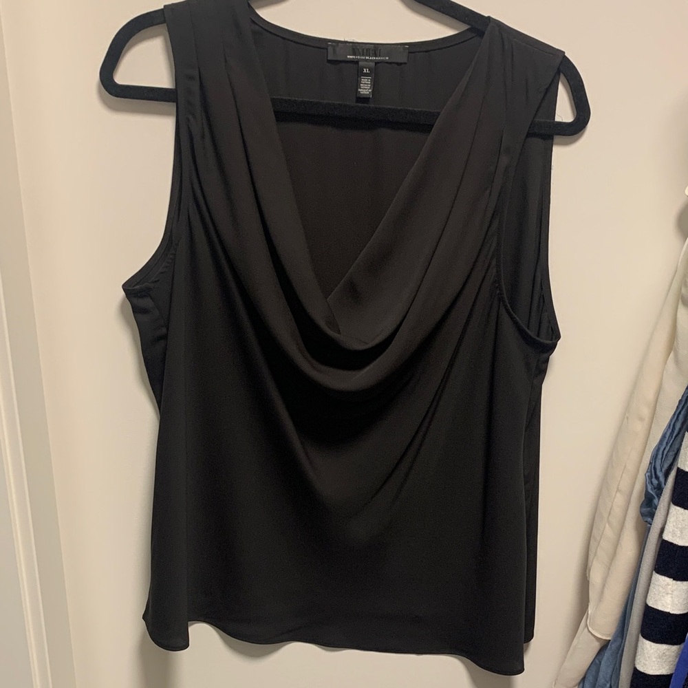 White House Black Market Black Drape Neck Blouse